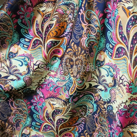 Großhandel weiche spandex satin stoff für nähen vintage blumen imitieren seide material elastische stretch satin stoff druck