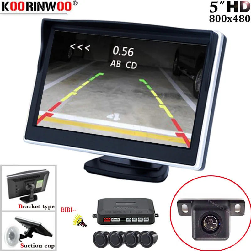 

Koorinwoo CCD Auto Car Parktronic Video Parking Sensor 4 Radar Detector Kit Rear View Camera 5 LCD Screen Monitor Visible System