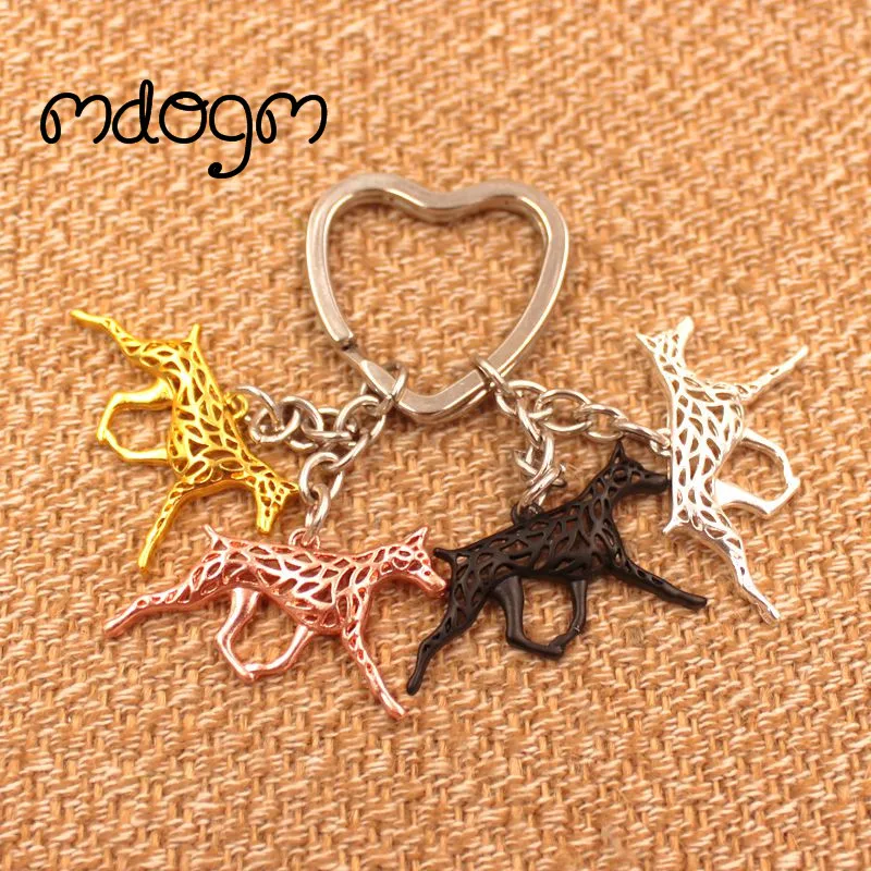 Cute Doberman Dog Animal Gold Silver Plated Handbag Charm Pendant Keychain For Bag Car Women Men Key Ring Love Jewelry K022