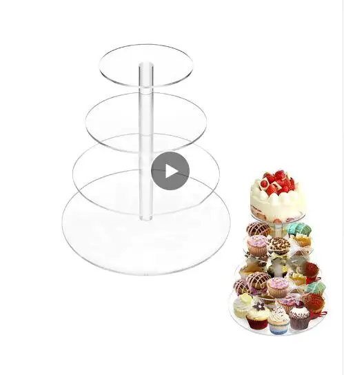 Acrylic Wedding Stand  Display Transparent Acrylic Cupcake Stand 3/4 Tier Clear Acrylic Cake Stand Set Round Cupcake Stand