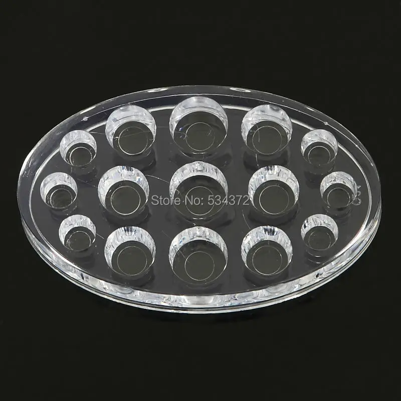 15 Holes Oval Acrylic Tattoo Ink Cup Clear Crystal Permanent Makeup Pigment Cups Caps Storage Container Rack Holder Stand Case