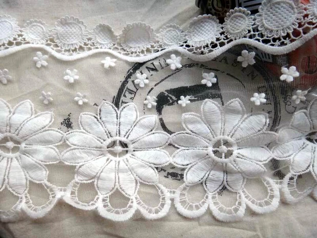 

5 yard/lot width 5.91" 15cm white mesh embroidered lace trim ribbon SL4K212