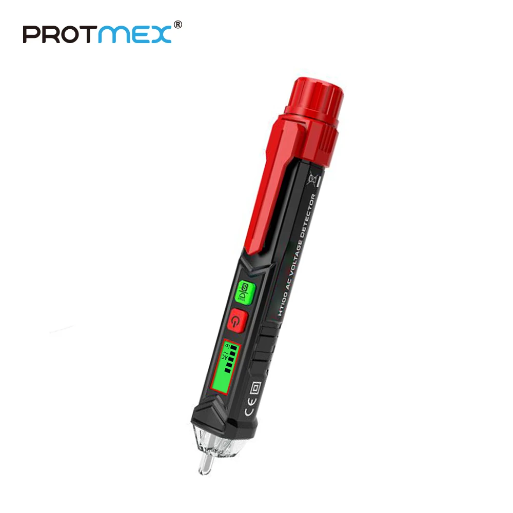 

PROTMEX PT51 Non-Contact AC Voltage Detector Tester Meter 12V-1000V Pen Style Voltage Detector LCD Alarm Self-Testing