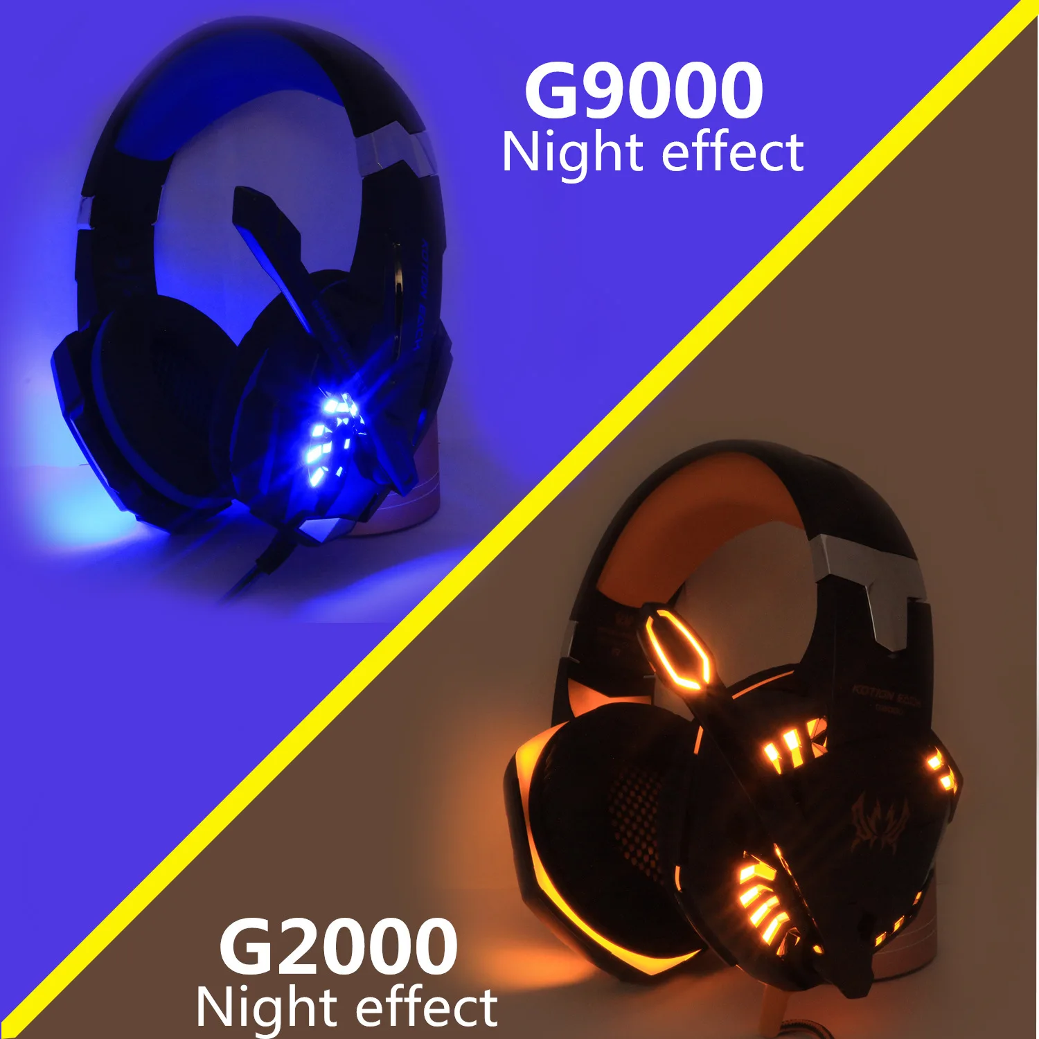 KOTION ogni cuffie da gioco cuffie bassi profondi Stereo cablato gamer microfono auricolare con retroilluminazione per telefono PS4 PC Laptop