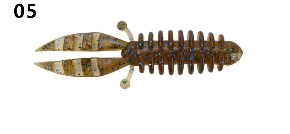 Angel köder weicher Köder künstliche Pop Mini Garnelen 5,5 cm/1,1g Wurm Maden lockt Schraub klemme Schwänze Los 10 Stück – Detail 8