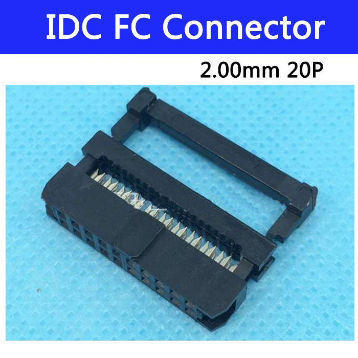 100pcs 2.00 mm IDC Socket Female FC 20P 20pin 2*10 Rectangular Connector adapter Ribbon Cable 1.00 mm