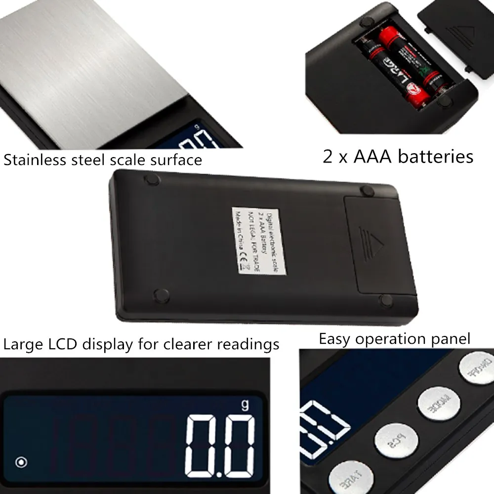 500g/0.01g Digital Scale Pocket Jewelry Weighing Scale LCD Display Electronic Grams Stainless Steel Drug Weight Tool 30% OFF