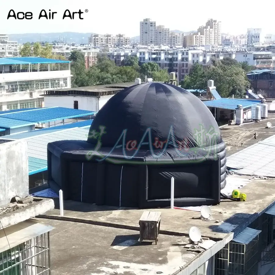 New Hot sale giant inflatable planetarium dome tent with big door black color inflatable dome tent for Sale