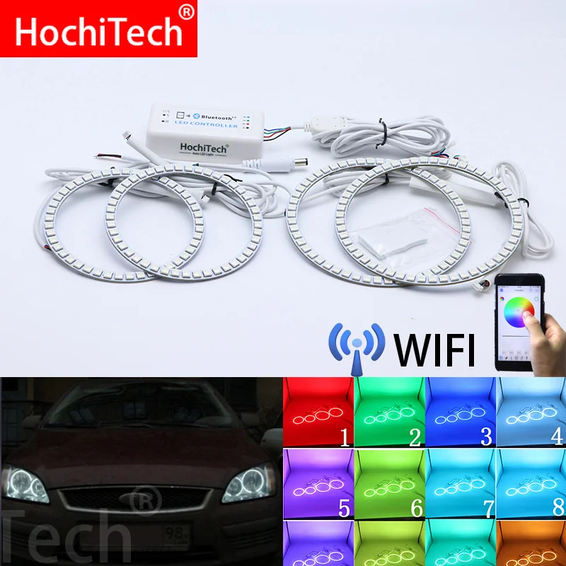 

Wifi Wireless RGB Multi-Color LED Angel Eye Halo Rings Day Light DRL for Ford Focus II Mk2 2004 2005 2006 2007 2008