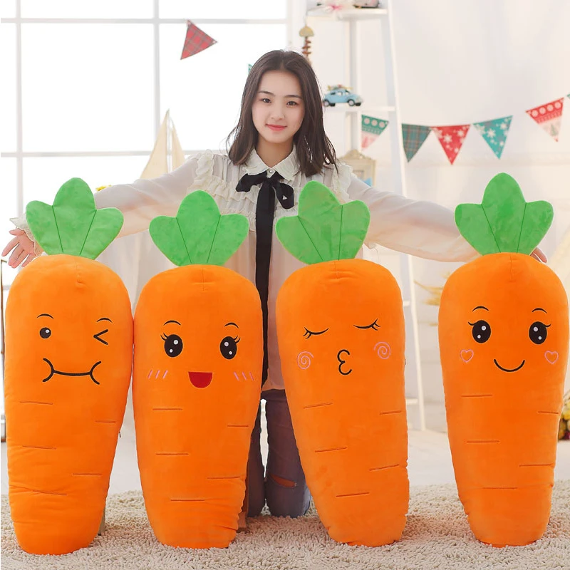 

60-100cm Creative Cartoon Plant Plush Toy Cute Stuffed Carrot Stuffed With Down Cotton Super Soft Pillow Lovely Gift For Girl