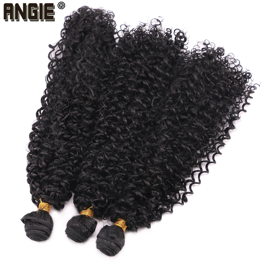 Black Color high temperature Synthetic Hair Extensions Afro Kinky Curly Hair Bundles 16-30 inch Long Weaving