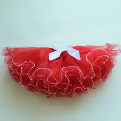 Christmas Knotbow Fluffy Baby Tutu Skirt Popular Toddle Pleated Tutu With White Edge