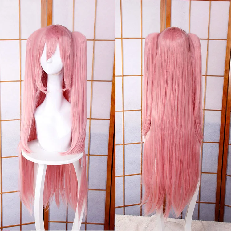 100cm 39 "Lange Rosa Krul Tepes Wärme Beständig Pferdeschwanz-haar Anime Owari keine Seraph Der Ende Cosplay kostüm Perücke + Freie Wig Cap