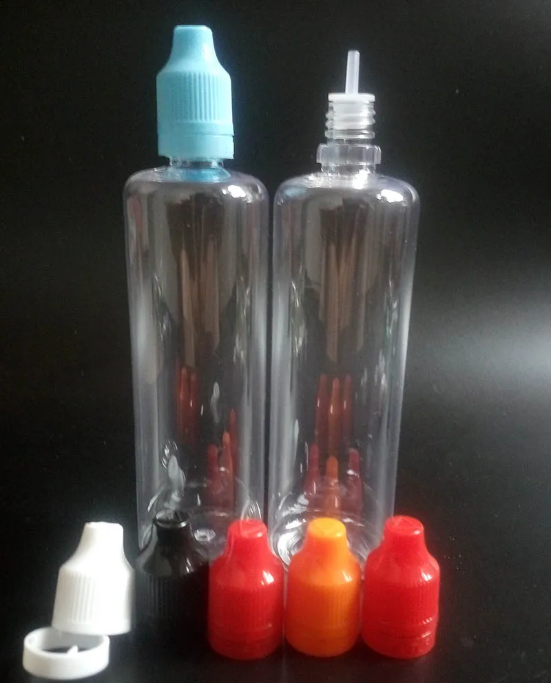 

PET 120ml Plastic Dropper Bottles with Child Proof Cap and Needle Tip for E liquid Eye E cig tamper evident Bottle