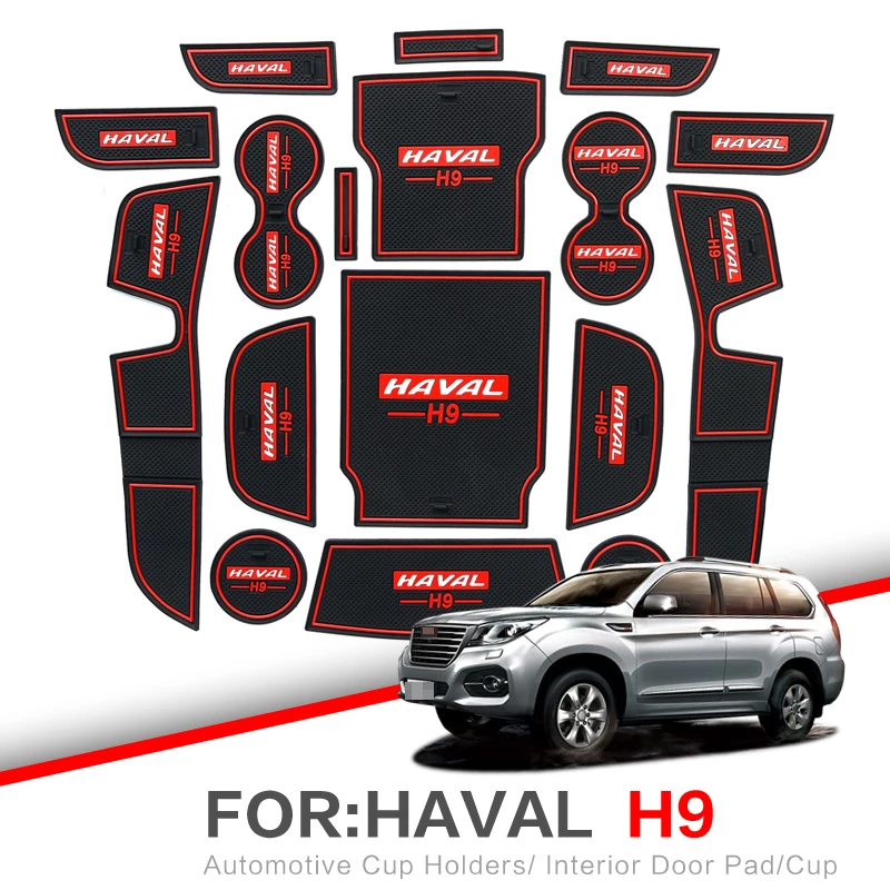 ZUNDUO For GWM Haval H9 2015-2022 Gate Slot Cup Holders MAT Accessories Door Groove Pad