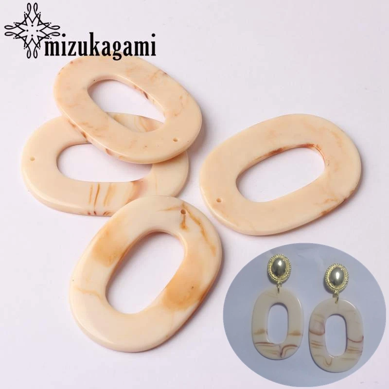 White Smooth Acetic Acid Resin Round Circle Oval Charms 6pcs/lot For DIY Fashion Drop Earrings Making Finding Accessories