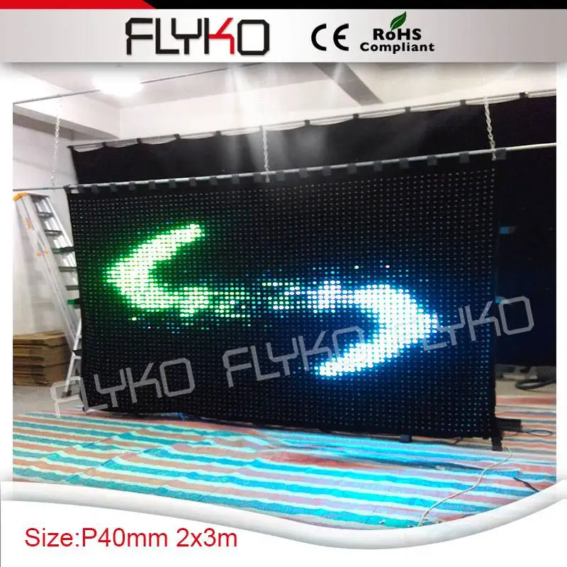 2*3m china sex video led full color light led video curtain music stage display screen P40mm