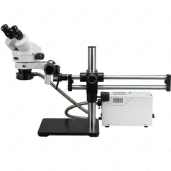 Binocular Stereo Microscope--AmScope Supplies 3.5-90X Binocular Stereo Microscope w Fiber Light + Ball Bearing Stand