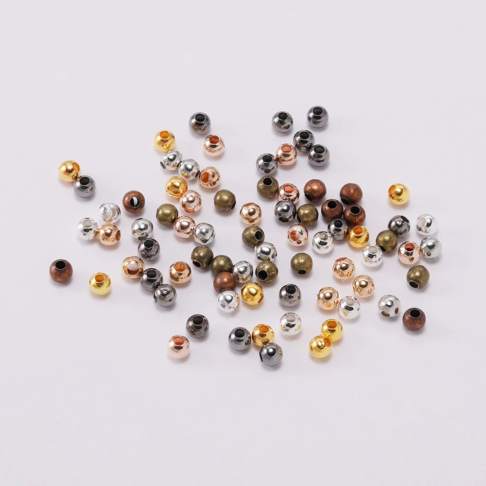 30-500 teile/los 2-10mm Gold Farbe Runde Spacer Perle Ball Ende Metall Rocailles Für Armband Halskette DIY Schmuck Machen Zubehör – Detail 1