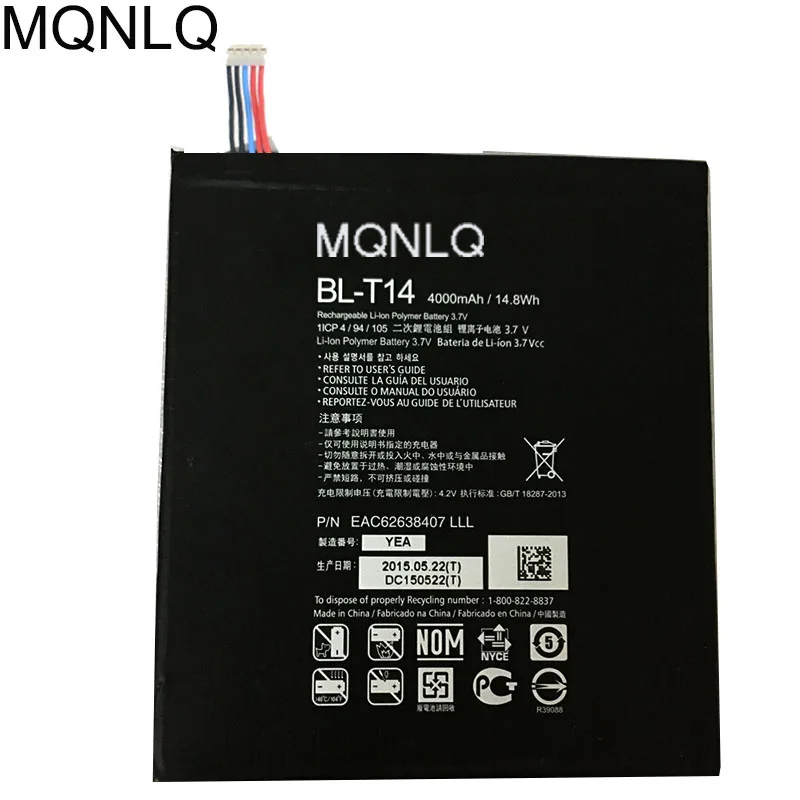 

For LG BL-T14 Battery for LG GPAD G PAD F V480 V495 V496 V490 4000mAh Battery MQNLQ