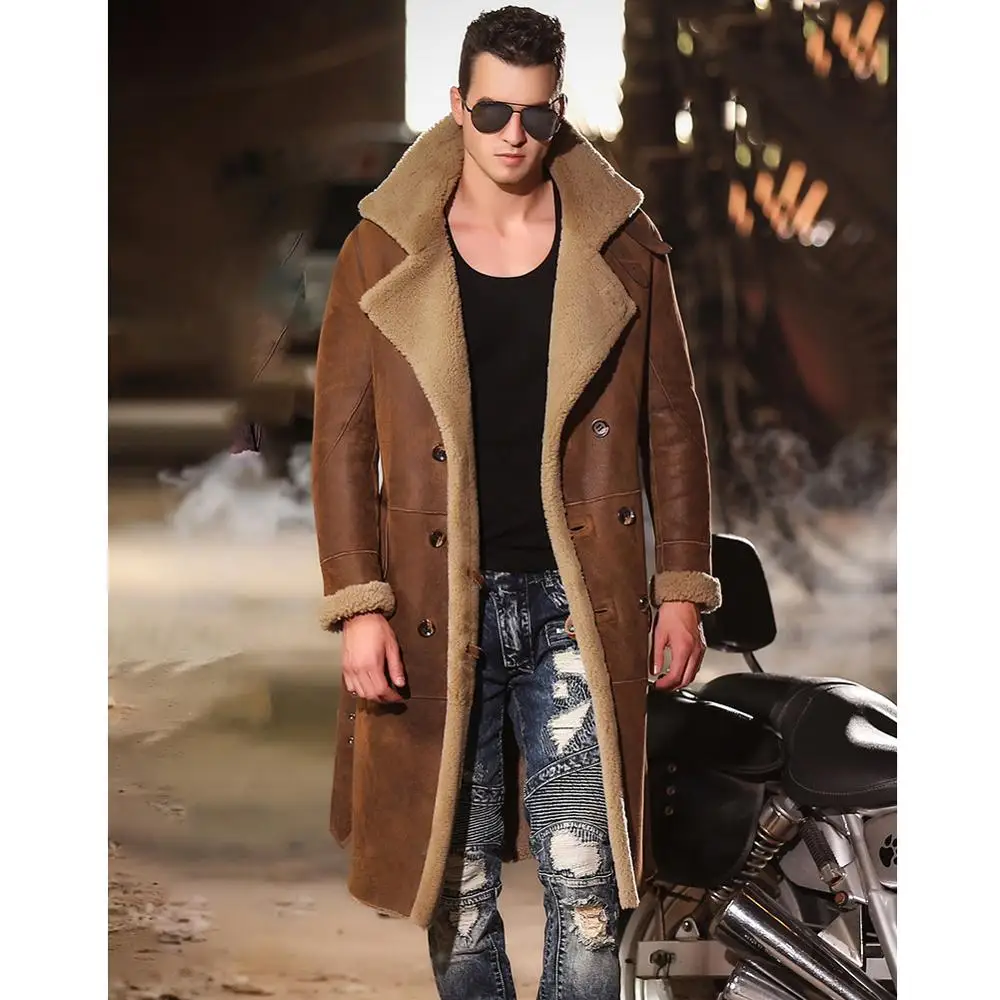 Men's B3 Shearling Jacket Warm Jacket Men's Windbreaker Jacket Men's Winter Long Fur Coat