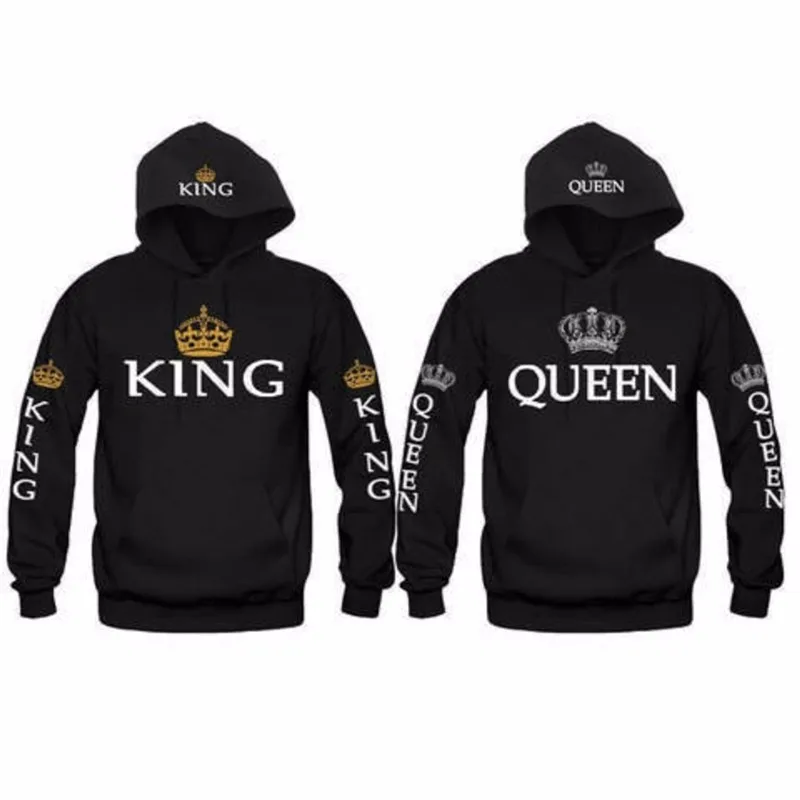 OMSJ 2024 Herfst 3 Kleuren Koning Koningin Gedrukt Hoodies Vrouwen Mannen Sweatshirt Liefhebbers koppels hoodie Capuchon Casual Trui