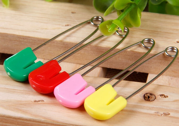 

50pcs 4cm/40mm Large Colored Plastic Hijab Multipurpose Baby Stainless Steel Safety Pins Pins Needles