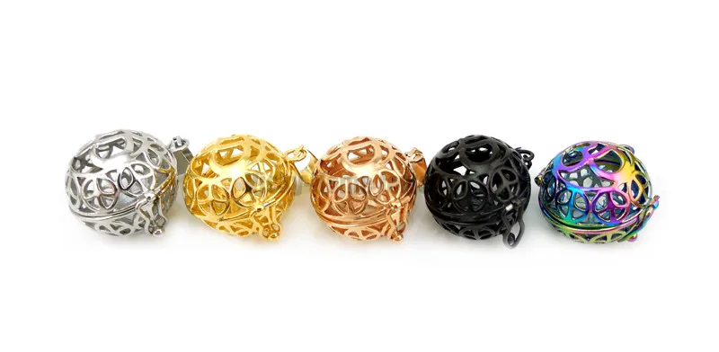 Round Steel OM Essential Oils Diffuser Locket Aromatherapy Locket Free Pads 316L Cage Locket Perfume Locket drop shipping