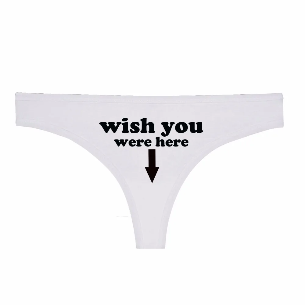 New Thong Underwear Wish You Were Here Letter Printed Cotton Women Sexy T Panties G String Low Waist Free Shipping