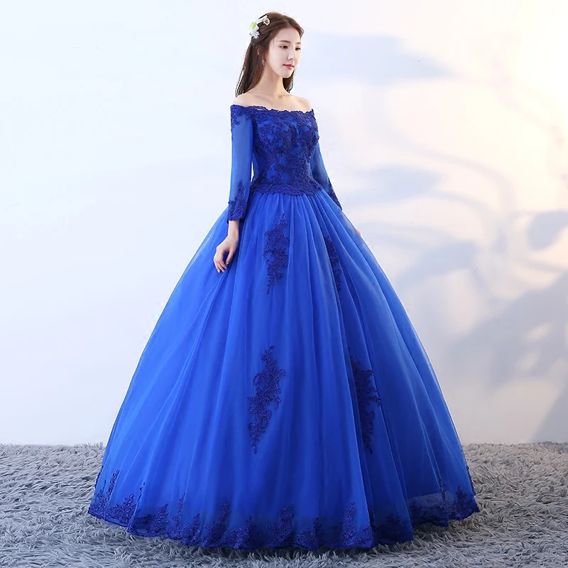 Ruthshen Quinceanera abiti Royal Blue Masquerade Vestido Vintage Off The Shoulder Ball Gown Puffy Prom Dresses 2023 nuovo