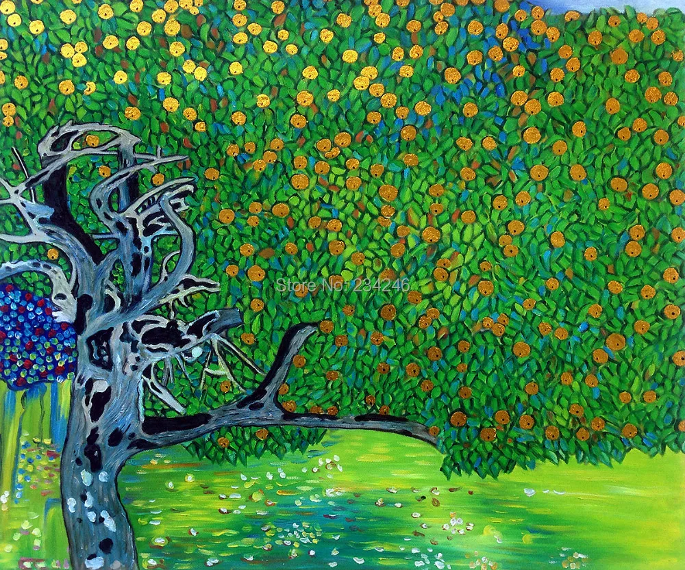 

Home Decor Oil Painting Golden Apple Tree by Gustav Klimt Wall Art on Canvas for Living Room Hand Painted No Frames