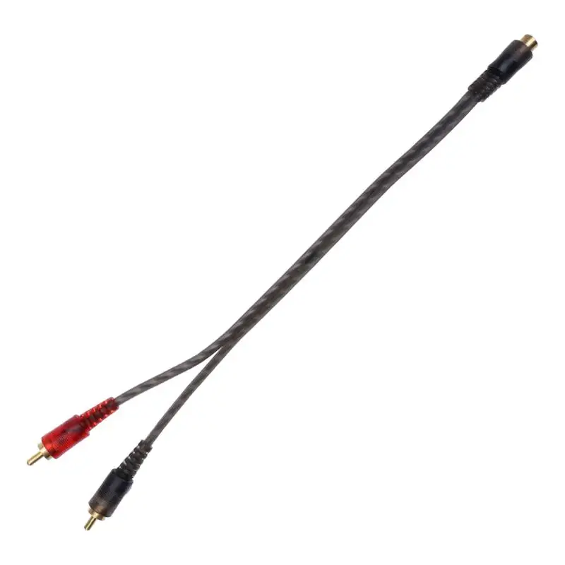 27cm 1 RCA Female to 2 RCA Male Cable RCA Hub Y Type Splitter Pure Copper Cord Wire Line for Car Audio System Subwoofer Player