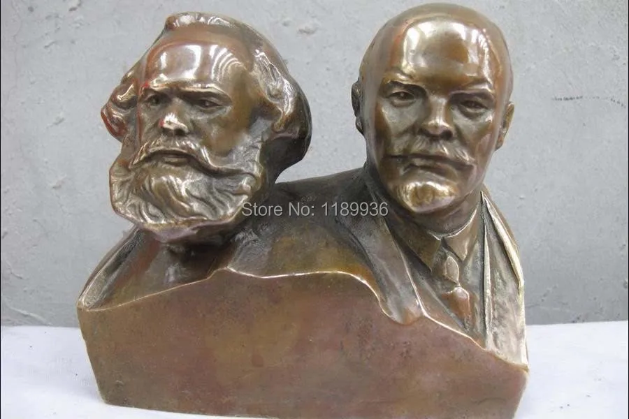 Western Bronze Carved Marx Vladimir Ilyich Lenin BUST Art Sculpture