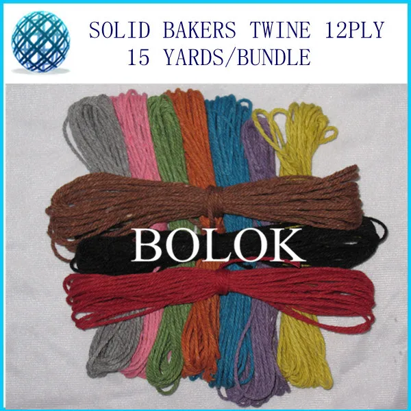 

free shipping 50pcs/lot plain bakers twine 15yards/bundle 2mm 12 ply solid divine twine by free shipping