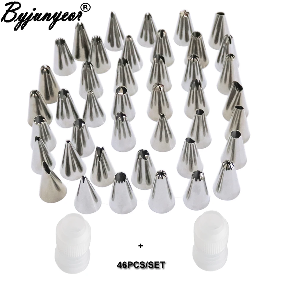 46PCS  304 Stainless Steel Pastry Nozzle Set Cake Decoration Tools Piping Tips Cupcake Flower Cake Decorating Tools CS028