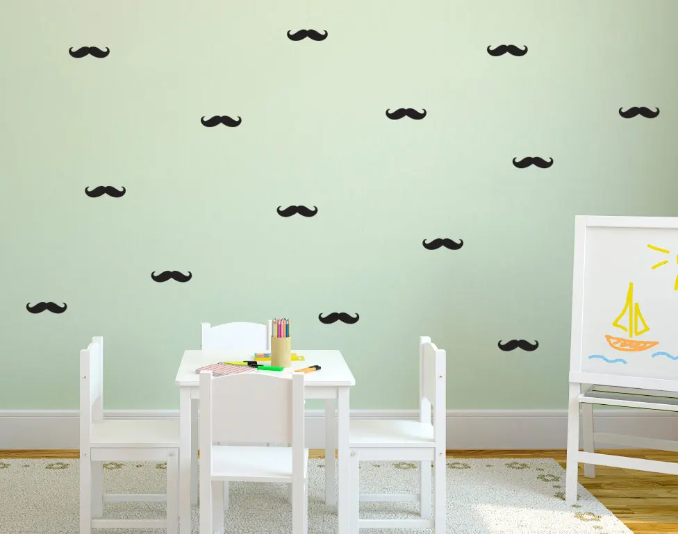 60Pcs Small Black Mustache Vinyl Decals Seal Stickers.Drop Ship