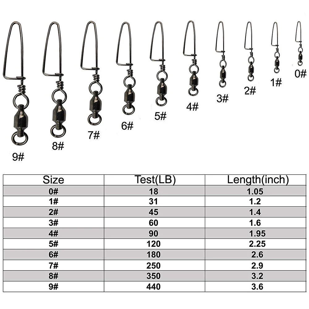 Easy Catch 20Pcs Ball Bearing Fishing Swivel With Coastlock Snap Ball Bearing Swivel Fishing Lure Hook Line Conn Fishing Tackle