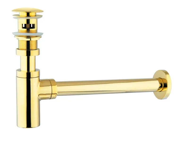 

Solid Brass Gold Bathroom Basin Sink Tap Bottle Trap Drain Kit Waste P-TRAP Pop Up Drain Wall drain with Overflow