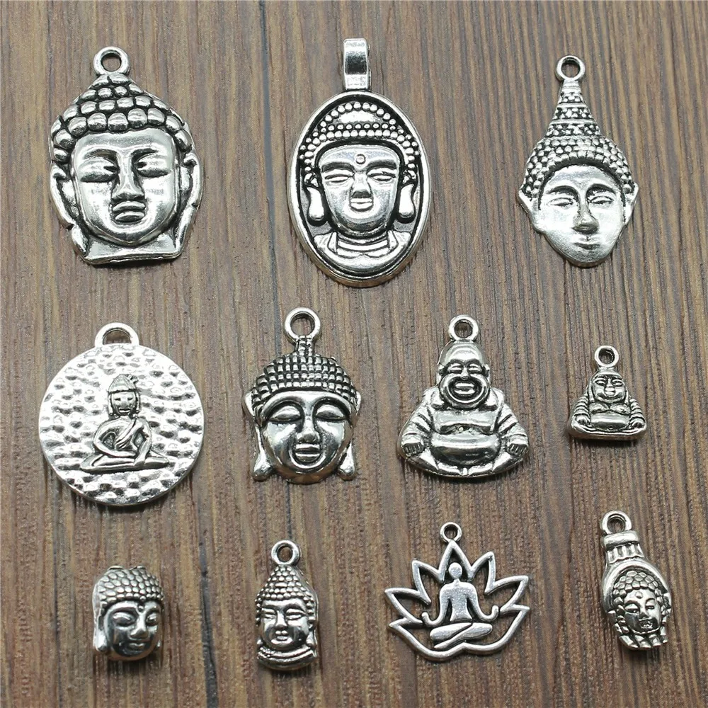 10pcs Charms Buddha Antique Silver Color Buddha Statue Pendant Charms Buddhism Buddha Charms For Jewelry Making