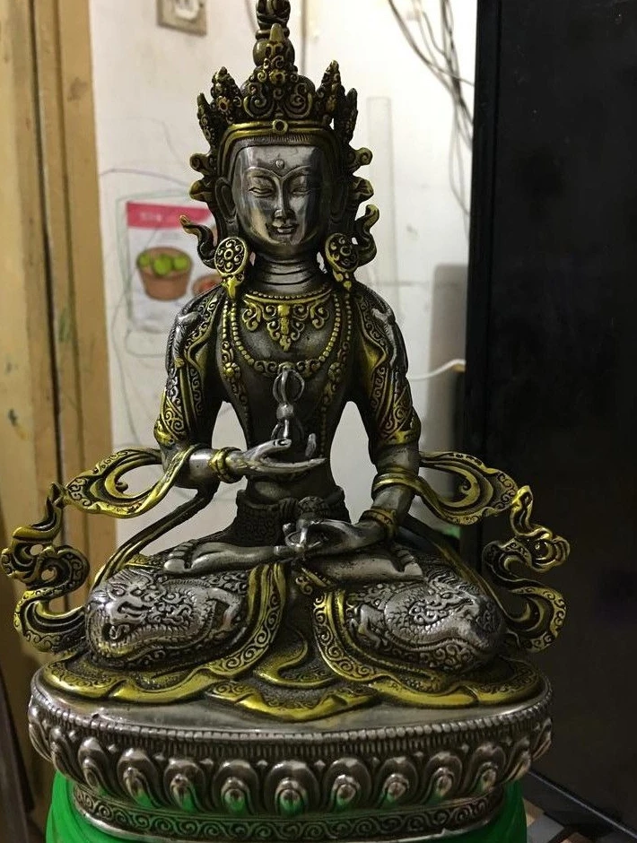 Old Buddhism Copper Silver Gilt Vajradhara Vajrabhairava Goddess Buddha Statue