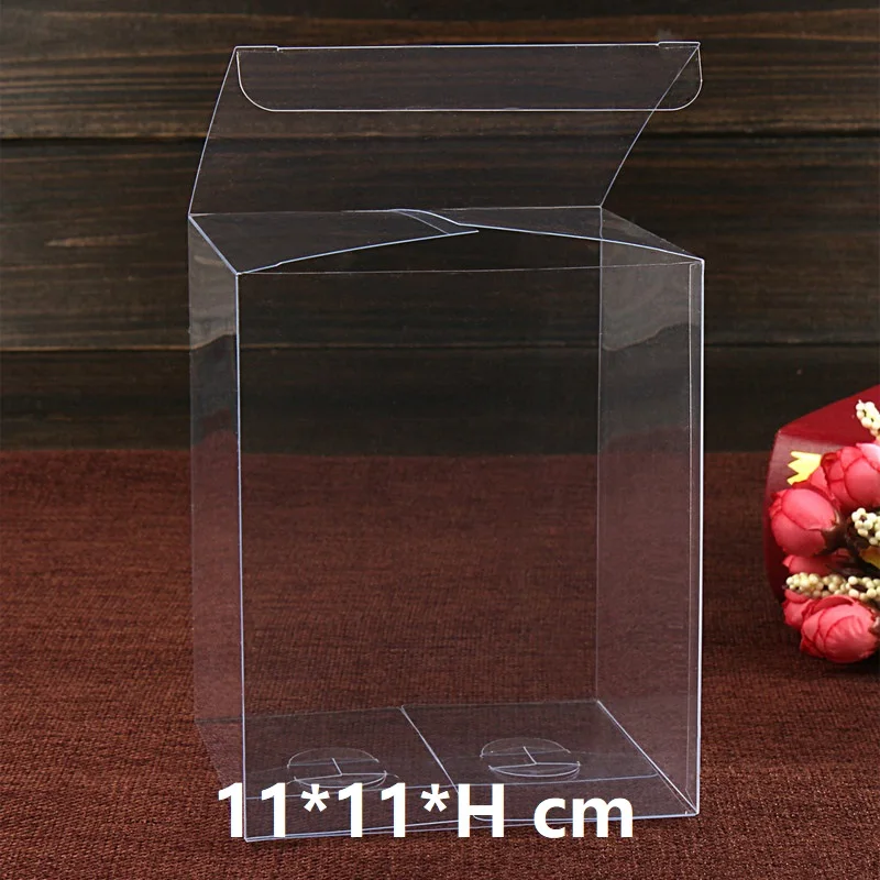 

20PCS 11*11*Hcm PVC Transparent Waterproof Food Packaging Box Plastic Container Chocolate Candy Gift Package Boxes