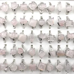 Fashion Natural Rose Quartz Crystal Rings Women's Jewelry 50pcs Wholesale