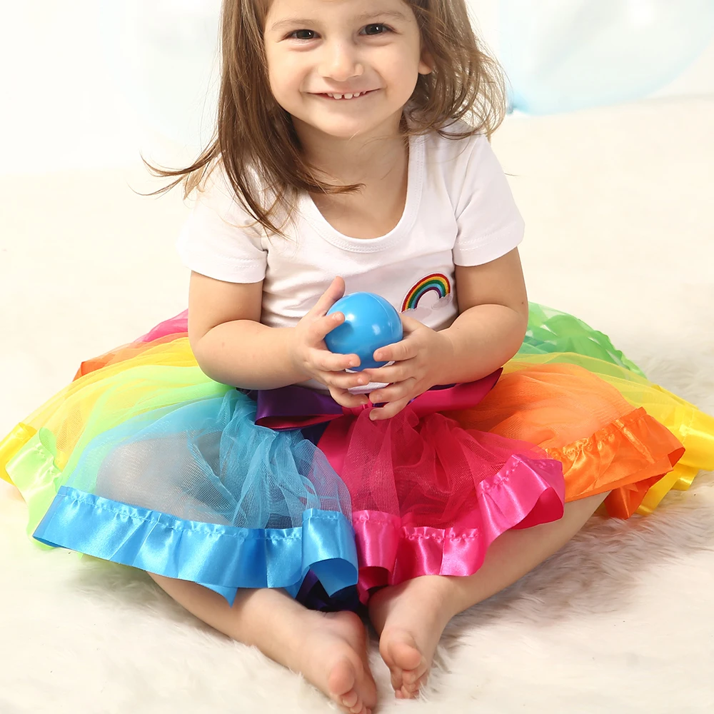 Nuova Gonna Tutu Neonata Gonne 9M-8T Principessa Mini Pettiskirt Party Dance Arcobaleno Tulle Gonne Vestiti per ragazze Abbigliamento per bambini