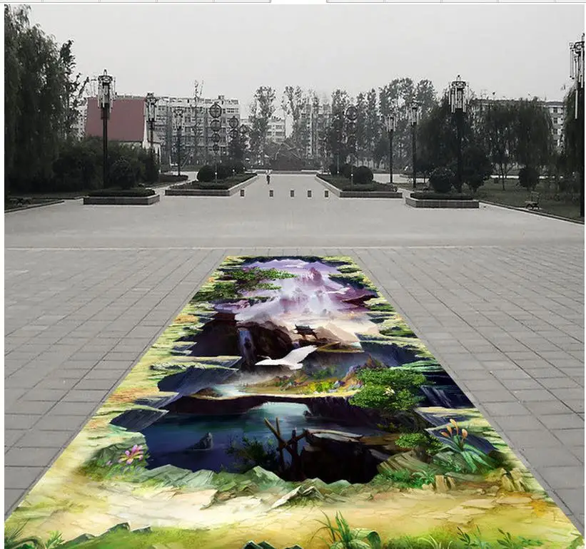 3d wallpaper pvc Outdoor painting style 3D game pvc self-adhesive wallpaper 3d wallpaper waterproof