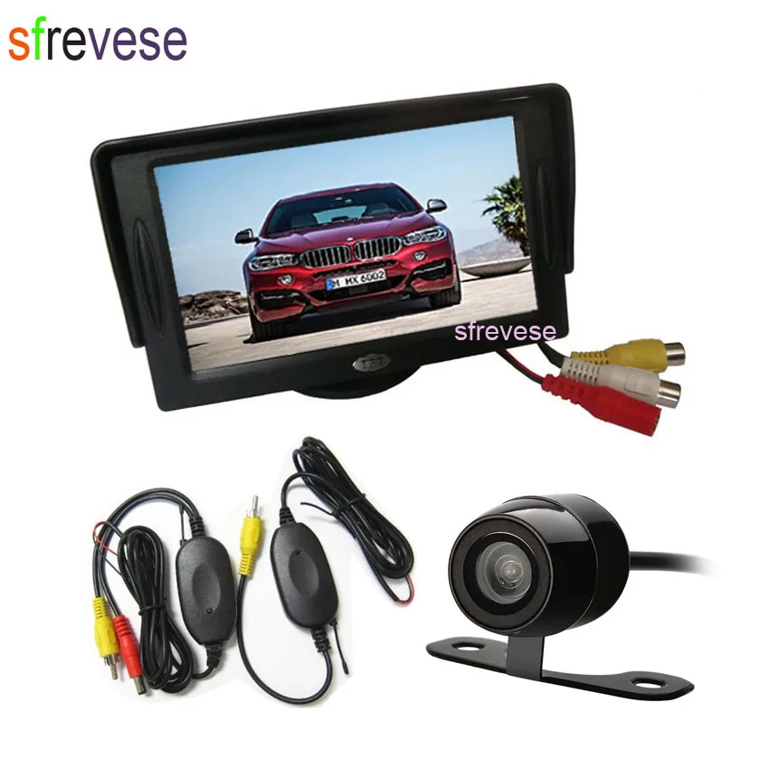 

4.3" LCD Screen Monitor + Car Rear View Kit Wireless Mini Reversing Parking Backup Camera 170 Degree Wide Angle