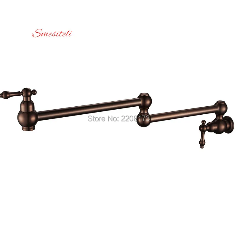 Smesiteli Luxe Dubbele-Jointed Swingende Uitloop & Messing Deurkrukken Enkele Koude Pot Filler Tap Wall Mounted Keukenkraan