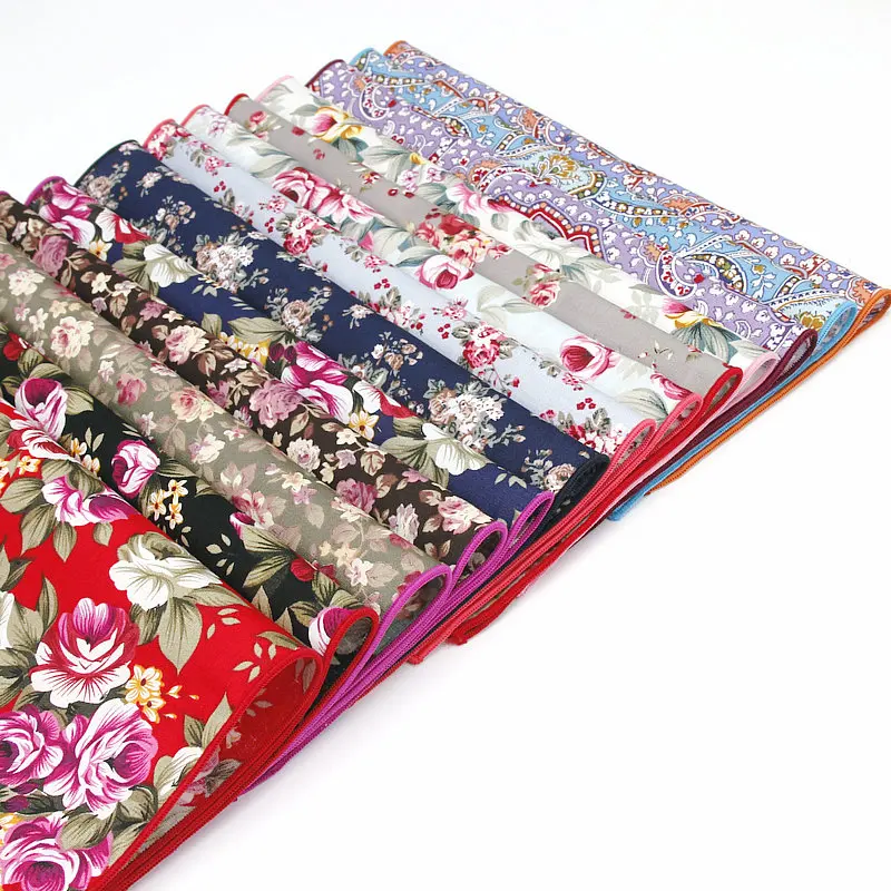 Brand Nieuwe mannen Katoenen Zakdoek Bloemen Gedrukt Pocket Plein Wedding 25 cm * 25 cm Zakdoeken Voor Mannen Klassieke vitage Pocket Handdoek