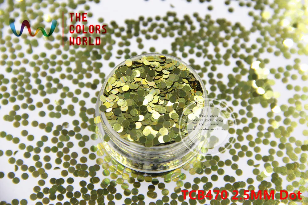 TCB470 Putaran Dot Bentuk pola warna 2.5 MM Ukuran glitter spangles untuk nail Art dan dekorasi DIY lainnya