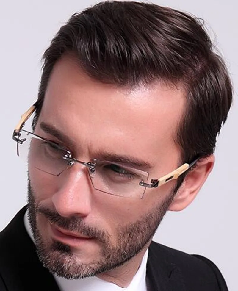 Pure Titanium Wooden Hand Made Rimless Eyeglass Frames Luxury Myopia Rx able Men Women Glasses Spectacles Top Quality