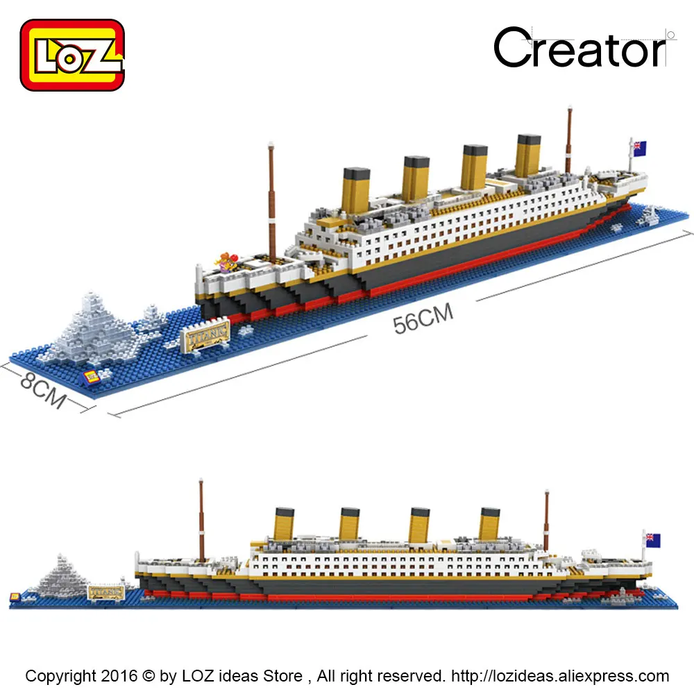 لوز الماس كتل تكنيك الطوب اللبنات لعبة RMS تيتانيك السفينة البخار عارض قوارب لعب للأطفال مايكرو 9389